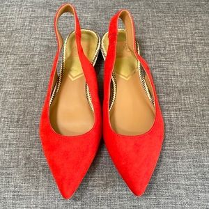 Women’s DV8 Dolce Vita Aiken slingback flats, Red-Orange, size 6.5, pointy toed.